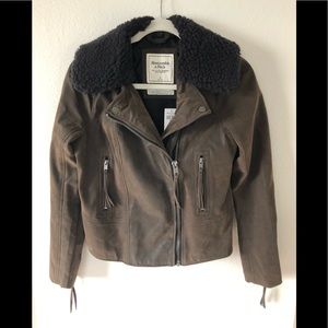 Abercrombie and Fitch Vegan Suede moto jacket